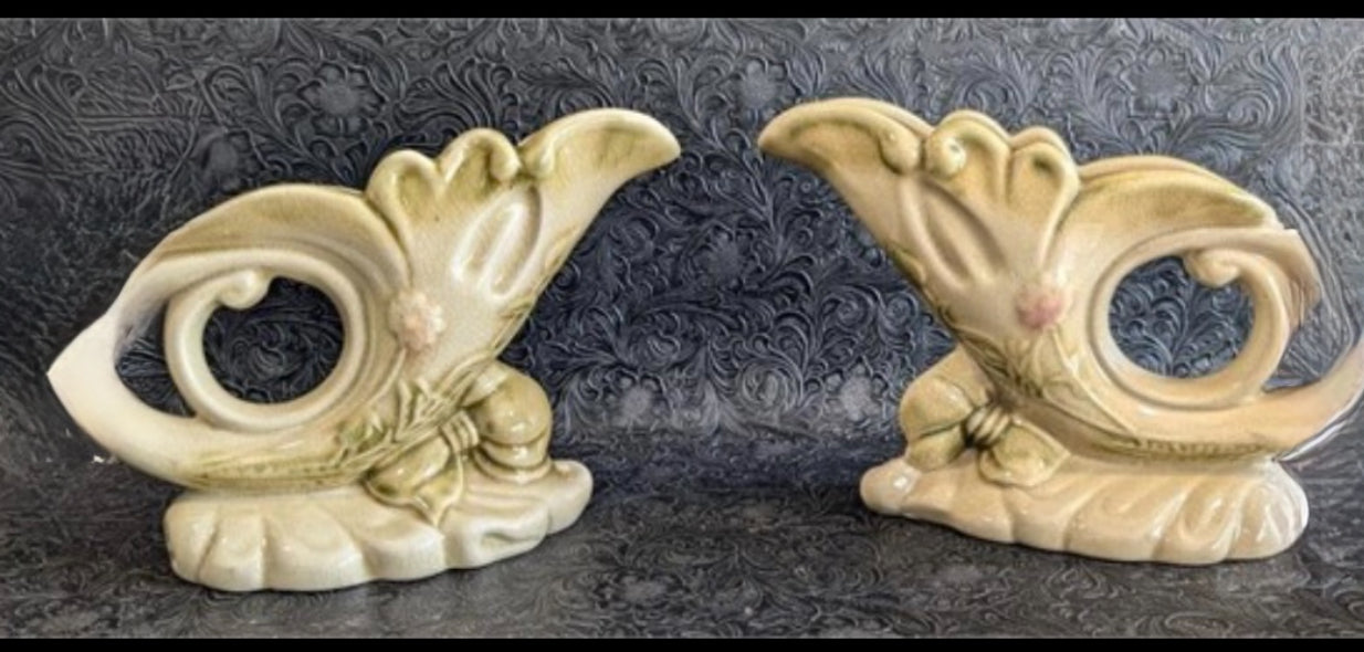 Pair of Mid-Century Cornucopia Vases