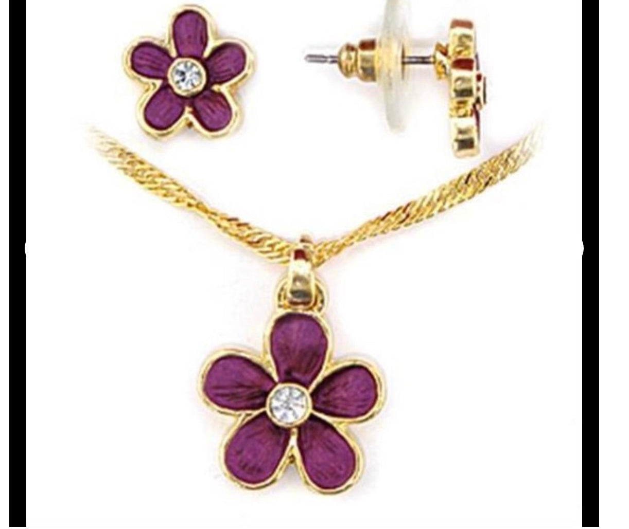 Cute .06ct Fuchsia Flower with White Topaz Set
