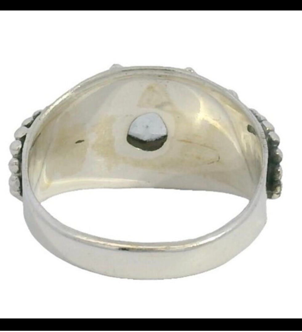 Antique Style Natural Blue Topaz Dinner Ring sz 7