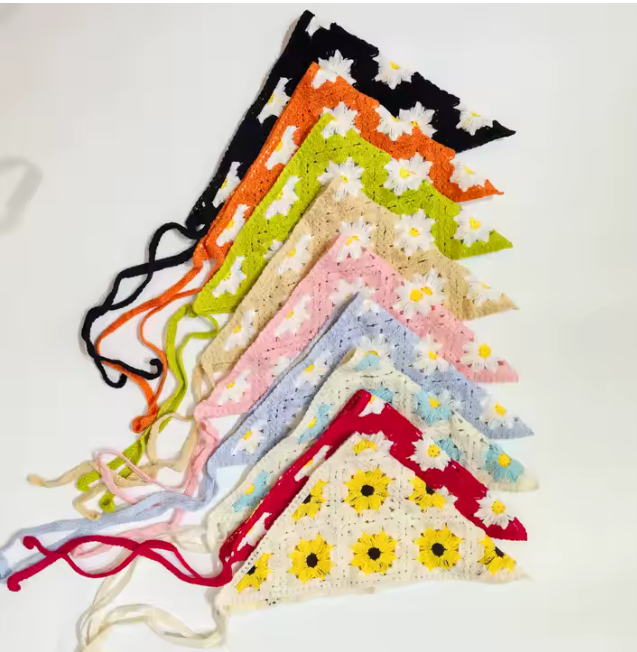 Crochet Daisy Patter Hair Kerchief