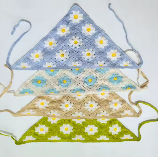 Crochet Daisy Patter Hair Kerchief