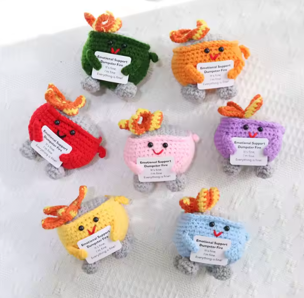 Handmade Emotional Support Dumpster Fire Figure