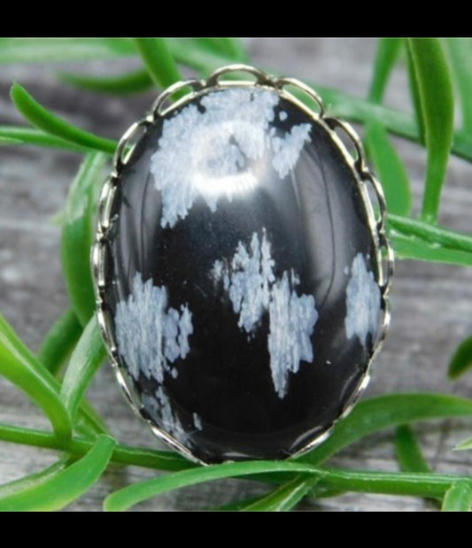 Snowflake Obsidian Pendant