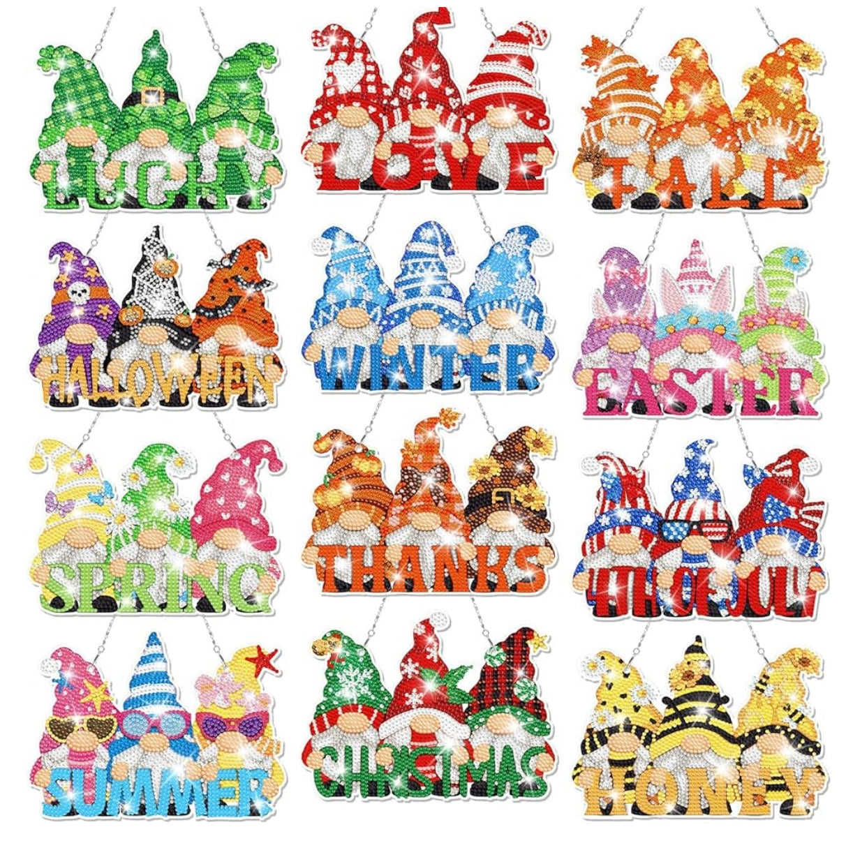 Holiday Gnomes Hanging Signs 12 count