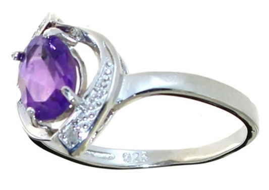 Genuine 1.11 ct Amethyst & Diamond Ring size 7.5