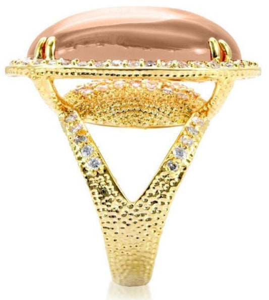 Oval 15.44ct Champagne Quartz Split Shank Ring size 5