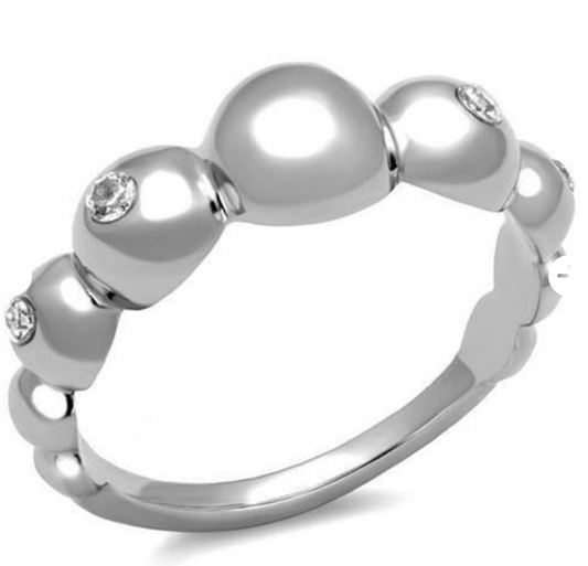 Pretty Polished .09ct White Sapphire Ring sz 5