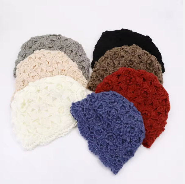 Soft Handmade Floral Crochet Flower Bucket Hat for Women
