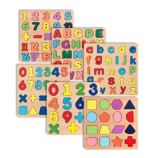 Wooden Alphabet and Number Learning Puzzle Board Toys