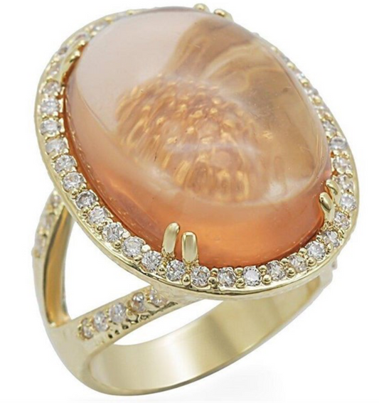 Oval 15.44ct Champagne Quartz Split Shank Ring size 5