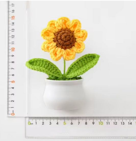 Handmade Crocheted Sunflower Potted Desktop Decoration