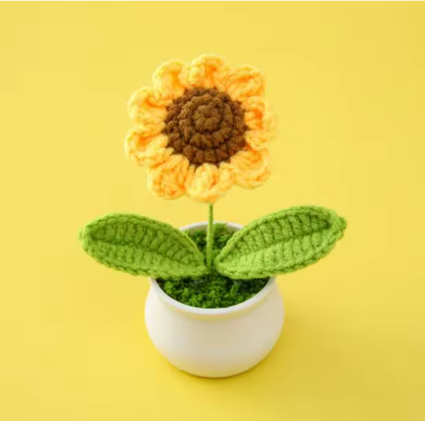 Handmade Crocheted Sunflower Potted Desktop Decoration