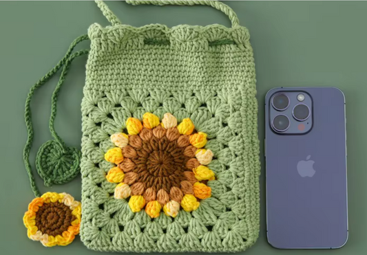 Fancy Knitted Sunflower Cross-body Purse/iPhone Purse